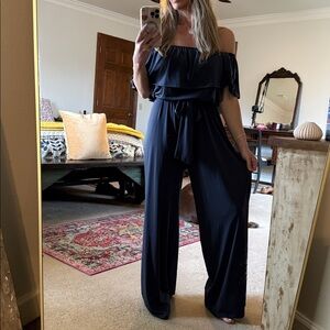 Janette wide leg Jumpsuit Size XL with Belt